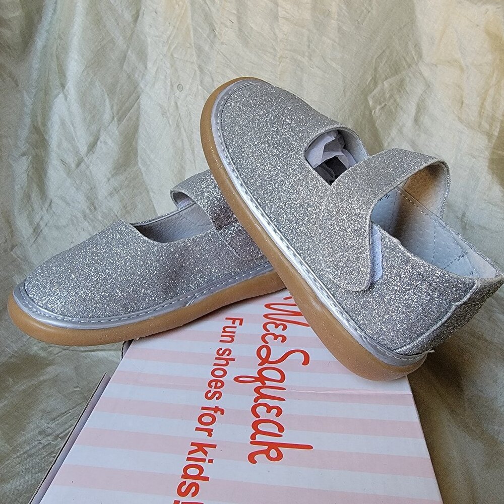Wee Squeak Silver Sparkle Mary Janes Size 12